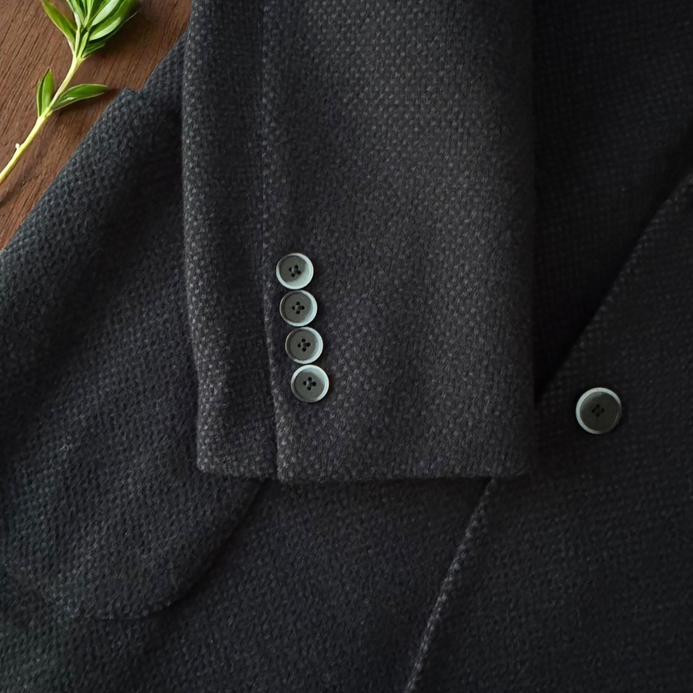 $1295 Maurizio Baldassari - Blue Black Knit Sport Coat - Wool/Cotton - EU50/US40 - Picture 13 of 15